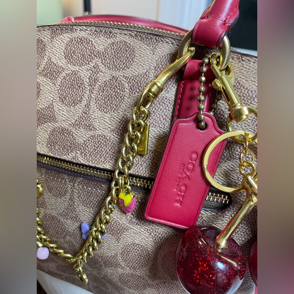 Coach Elise Satchel in Signature Tan Jacquard & Red Apple 🍎 - Picture 17 of 17